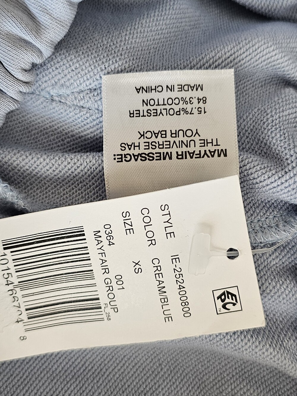 Mayfair Cream & Light Blue 'Inhale' Hoodie & Short Set Women's Sz X-Small NWT - Picture 9 of 13